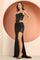 Prom Dresses Fitted Glitter Print Long Formal Prom Dress Black