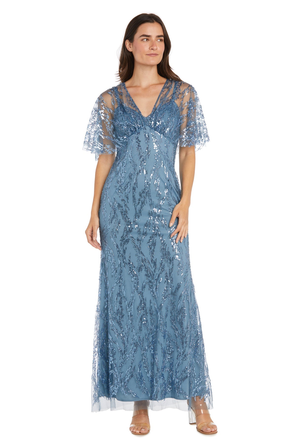 R&M Richards 3175 Long Formal Mother of the bride Cape Dress