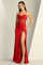 Prom Dresses Long Fitted Prom Slit Beaded Formal Dress Burgundy