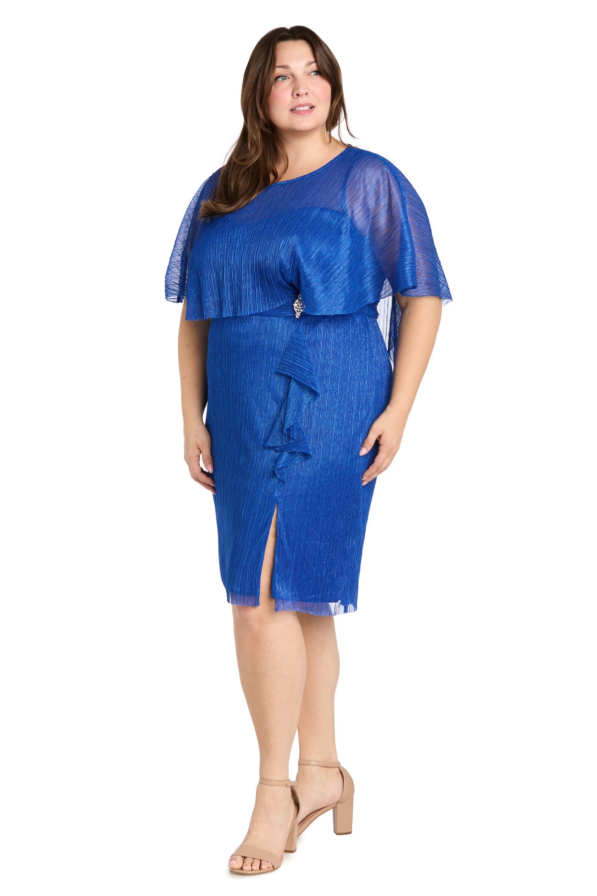 Plus Size Dresses Short Caplet Ruffle Cocktail Plus Size Dress Royal