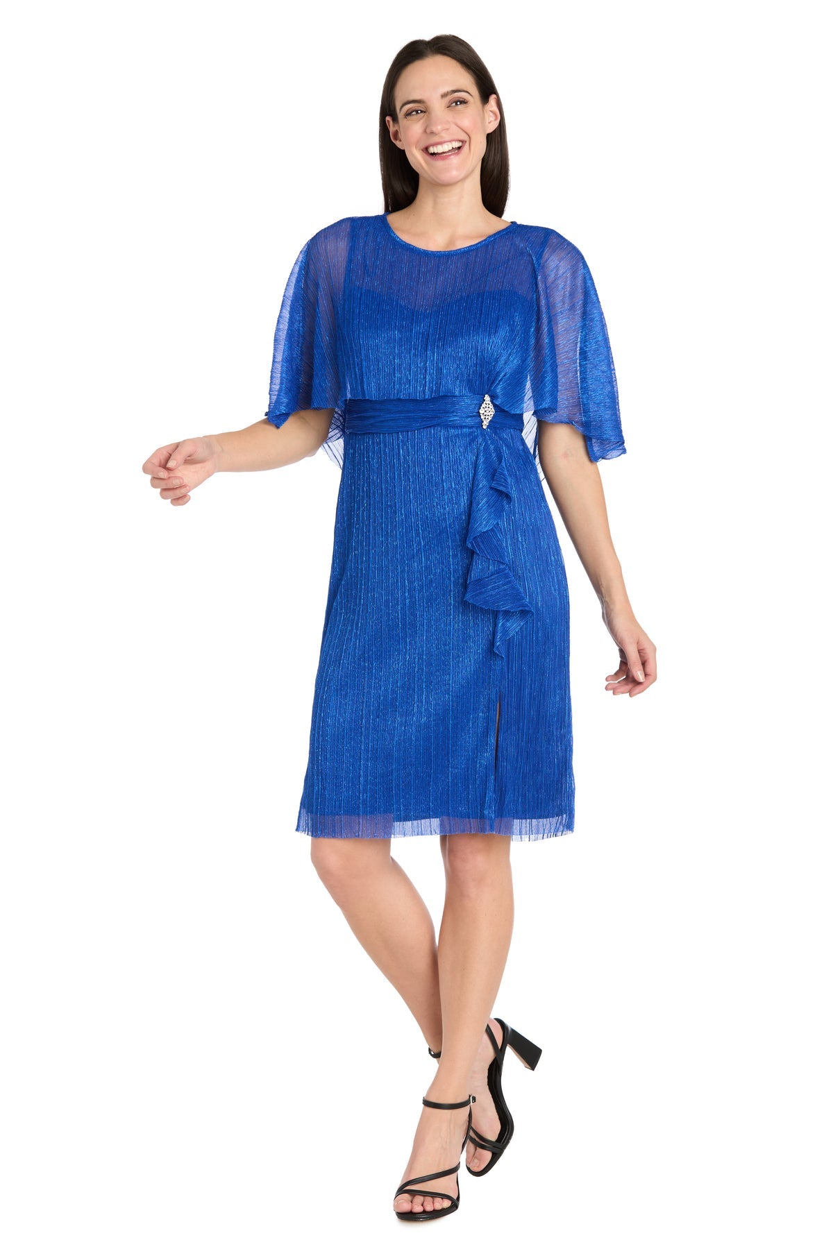 R&M Richards 3195A Short Cocktail Caplet Ruffle Homecoming Dress