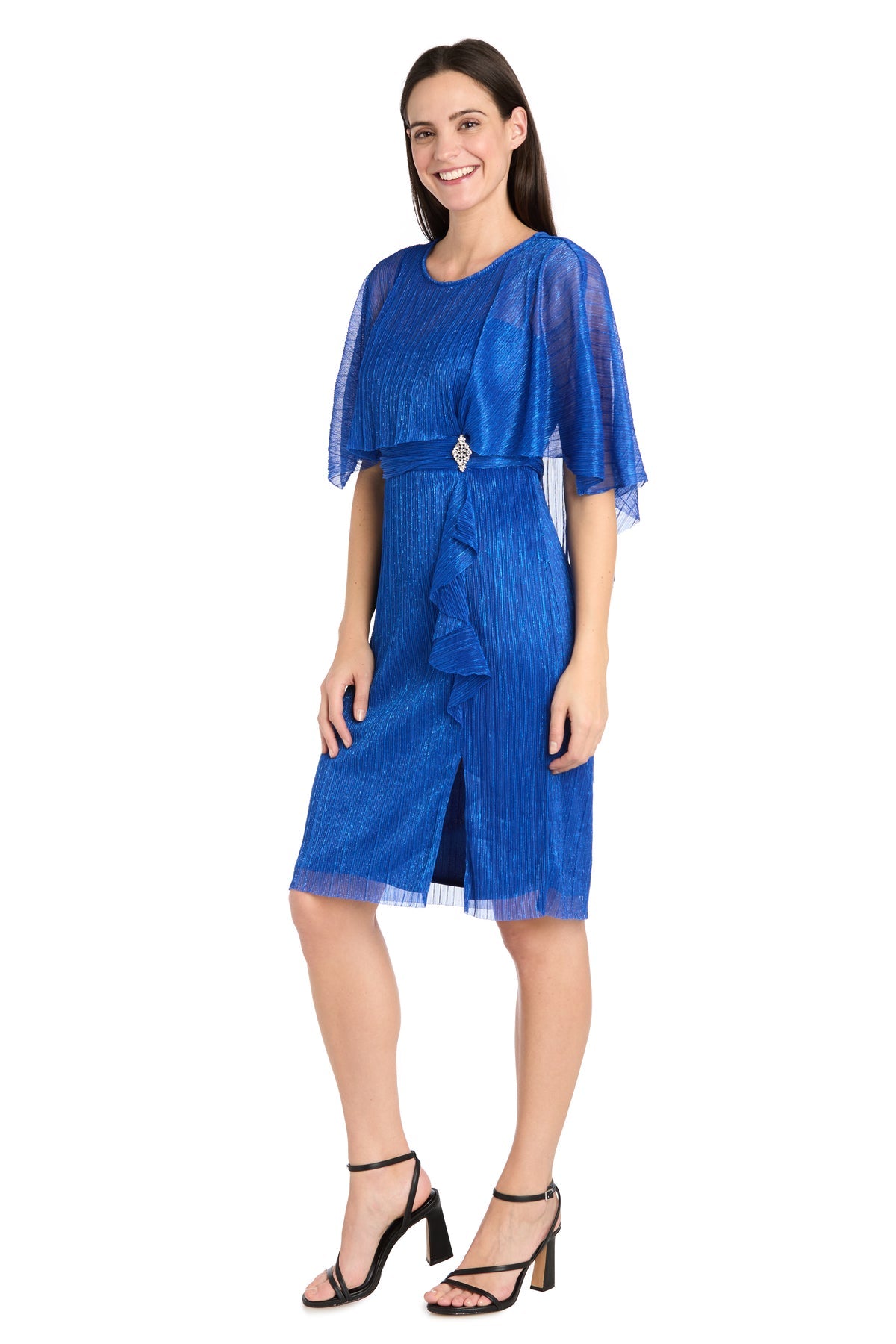 R&M Richards 3195A Short Cocktail Caplet Ruffle Homecoming Dress