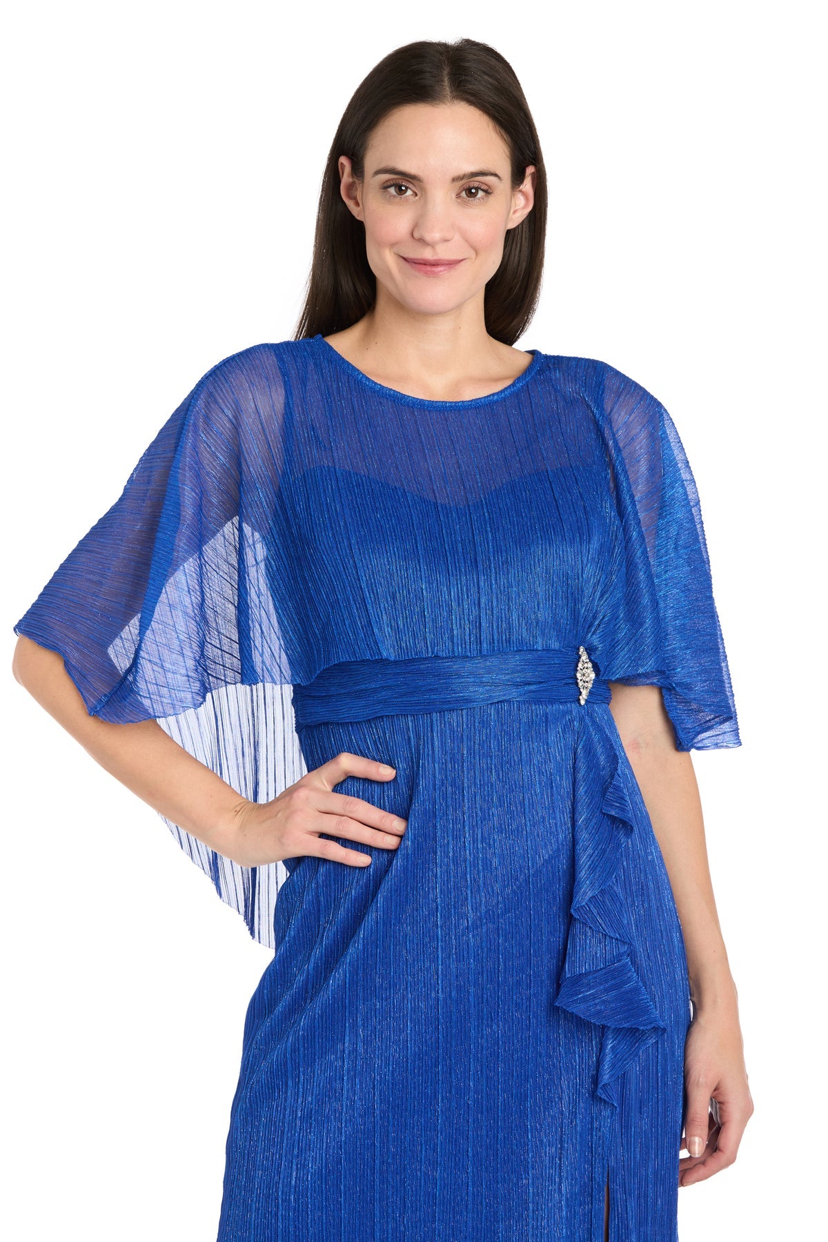 R&M Richards 3195A Short Cocktail Caplet Ruffle Homecoming Dress