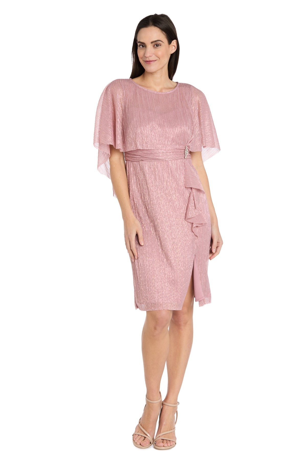 Cocktail Dresses Short Ruffle Cocktail Caplet Dress Rose