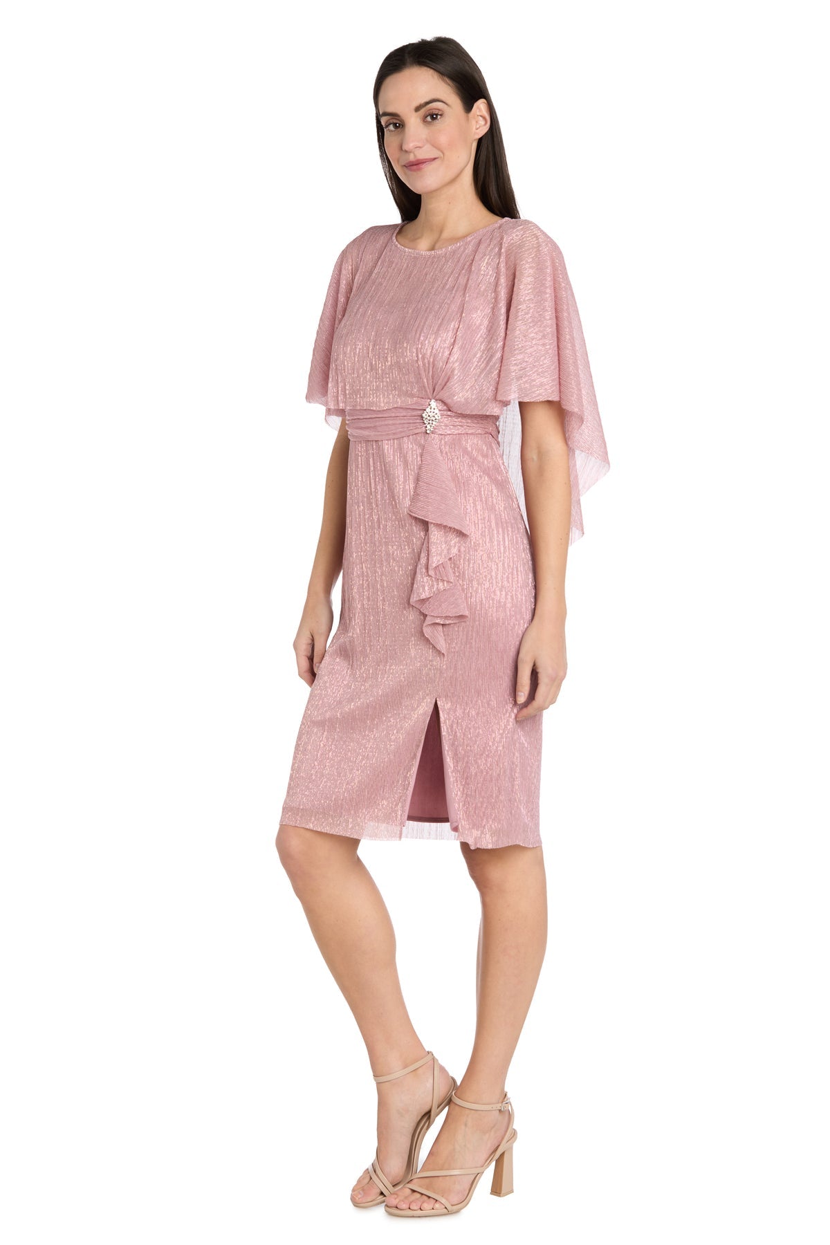 R&M Richards 3195P Short Petite Ruffle Cocktail Caplet Dress