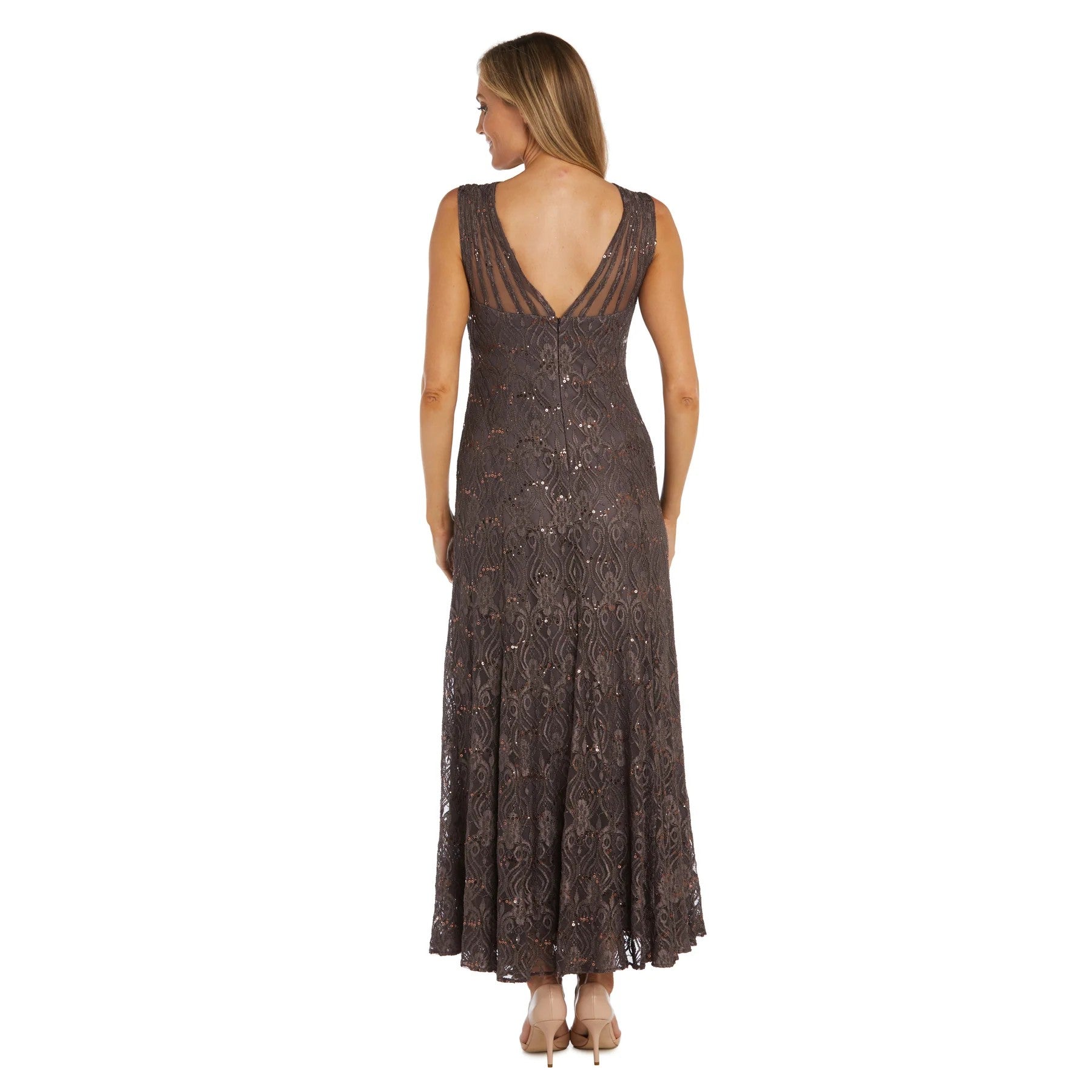 R&M Richards 3198P Long Formal Petite Lace Dress