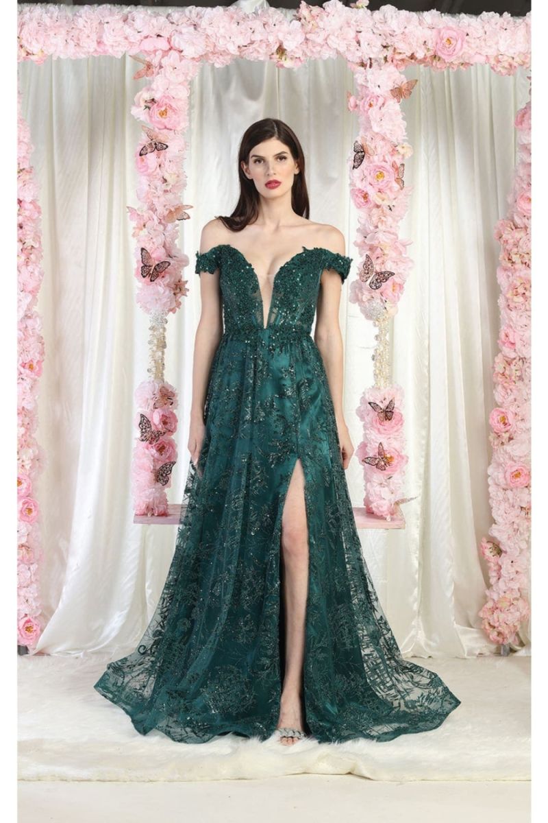 Off-the-Shoulder Floor-Length Tulle Prom A-Line May Queen 1975