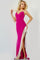 Pom Dresses Long Beaded Fringe Slit Formal Prom Dress Hot Pink