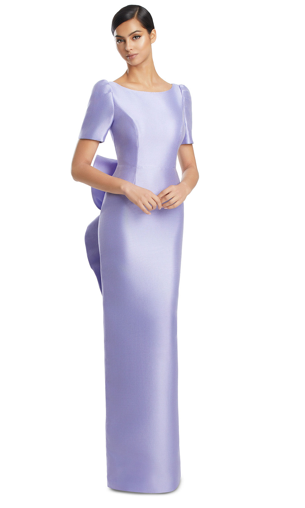 Scoop Neck Long Duchess Satin Evening Gown by Alexander by Daymor 3202S26 in Ice
