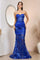 Prom Dresses Prom Long Mermaid Sequin Print Formal Dress Royal Blue