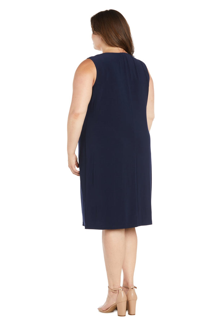 Plus Size Dresses Short Daytime Jacket Mother of the Bride Dress Indigo