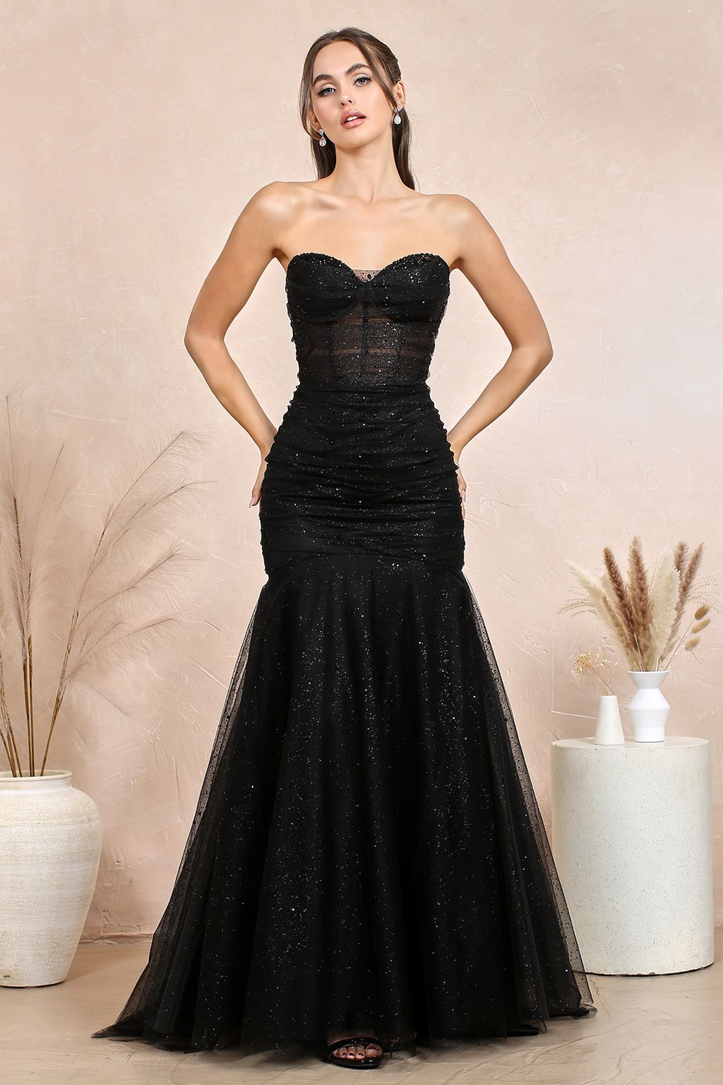 Adora 3207 Long Formal Glitter Mermaid Prom Dress