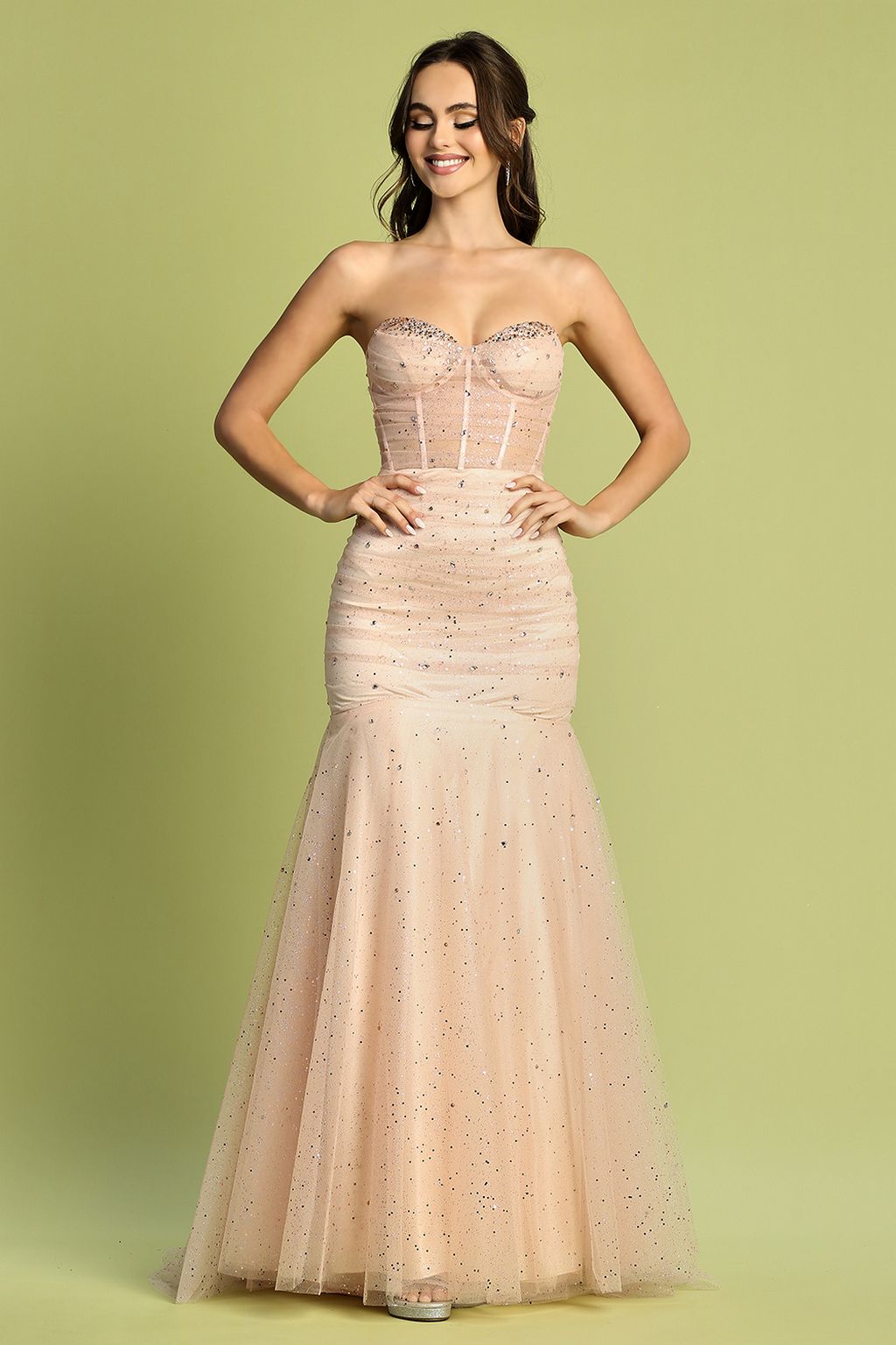 Adora 3207 Long Formal Glitter Mermaid Prom Dress