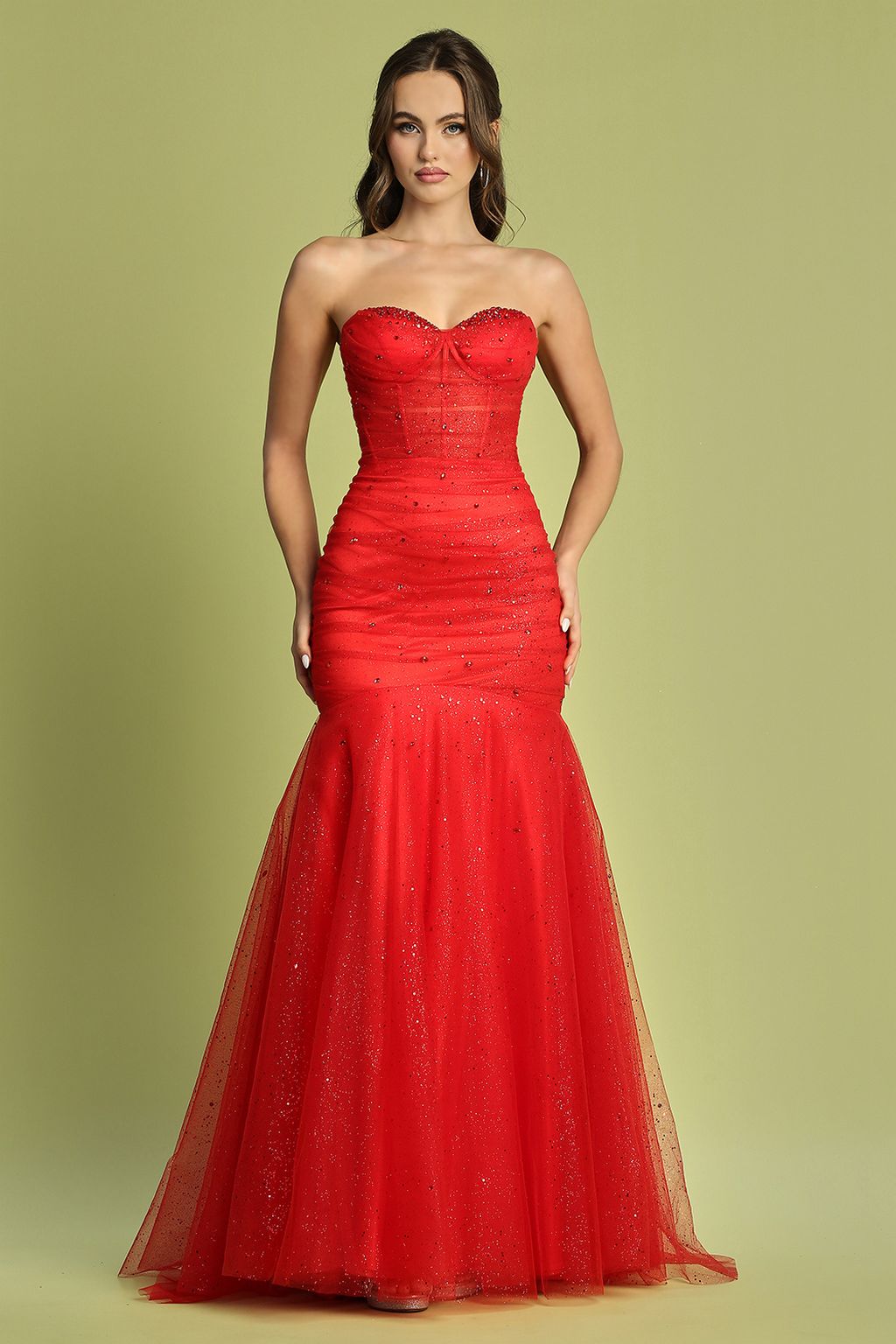 Prom Dresses Long Formal Glitter Mermaid Prom Dress Red