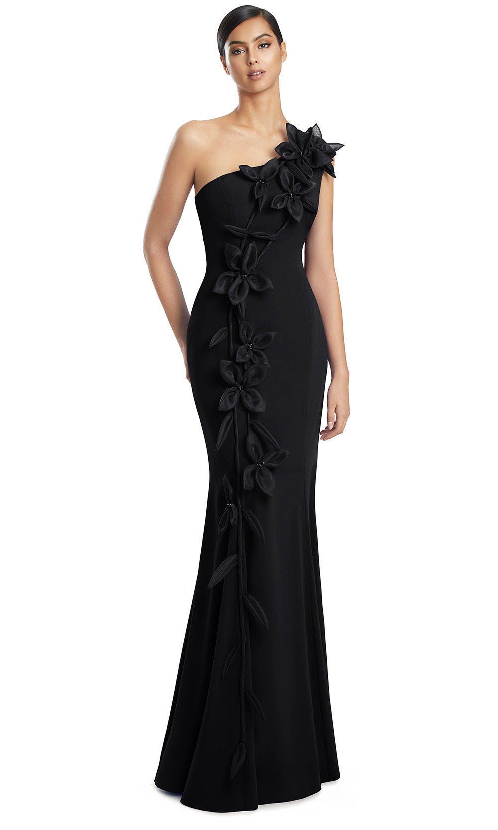 One Shoulder Long Crepe Evening Gown by Alexander by Daymor 3208S26 in Black