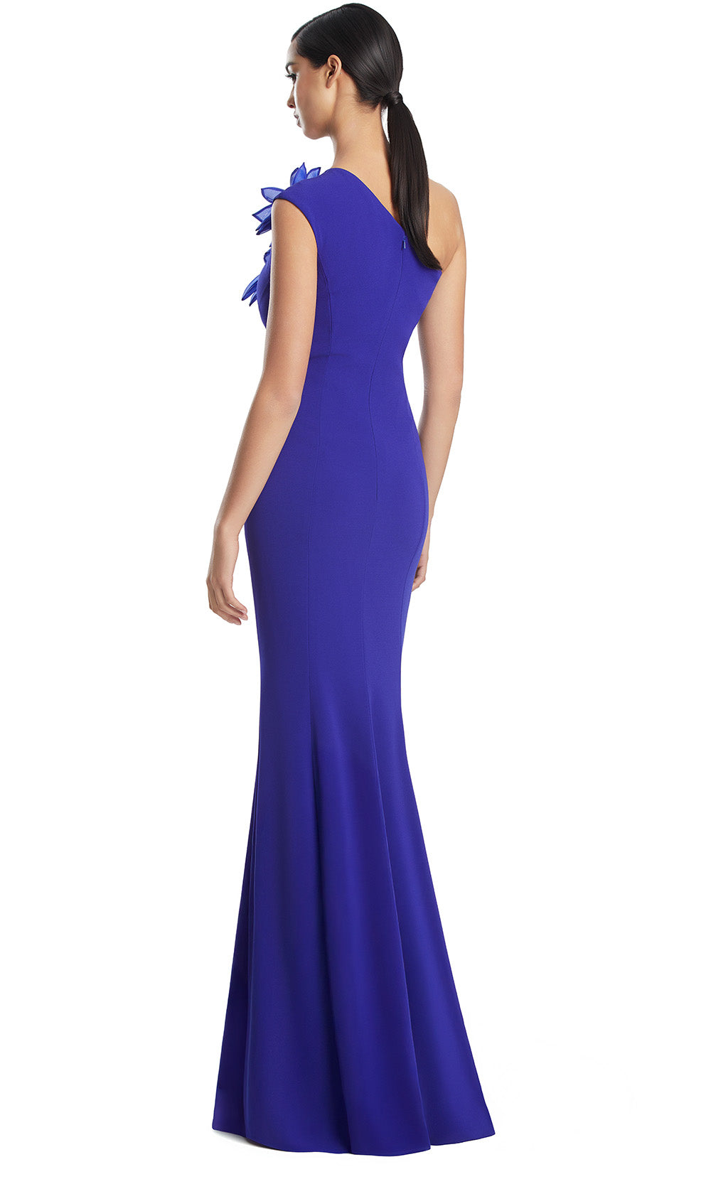 One Shoulder Long Crepe Evening Gown by Alexander by Daymor 3208S26 in Sapphire