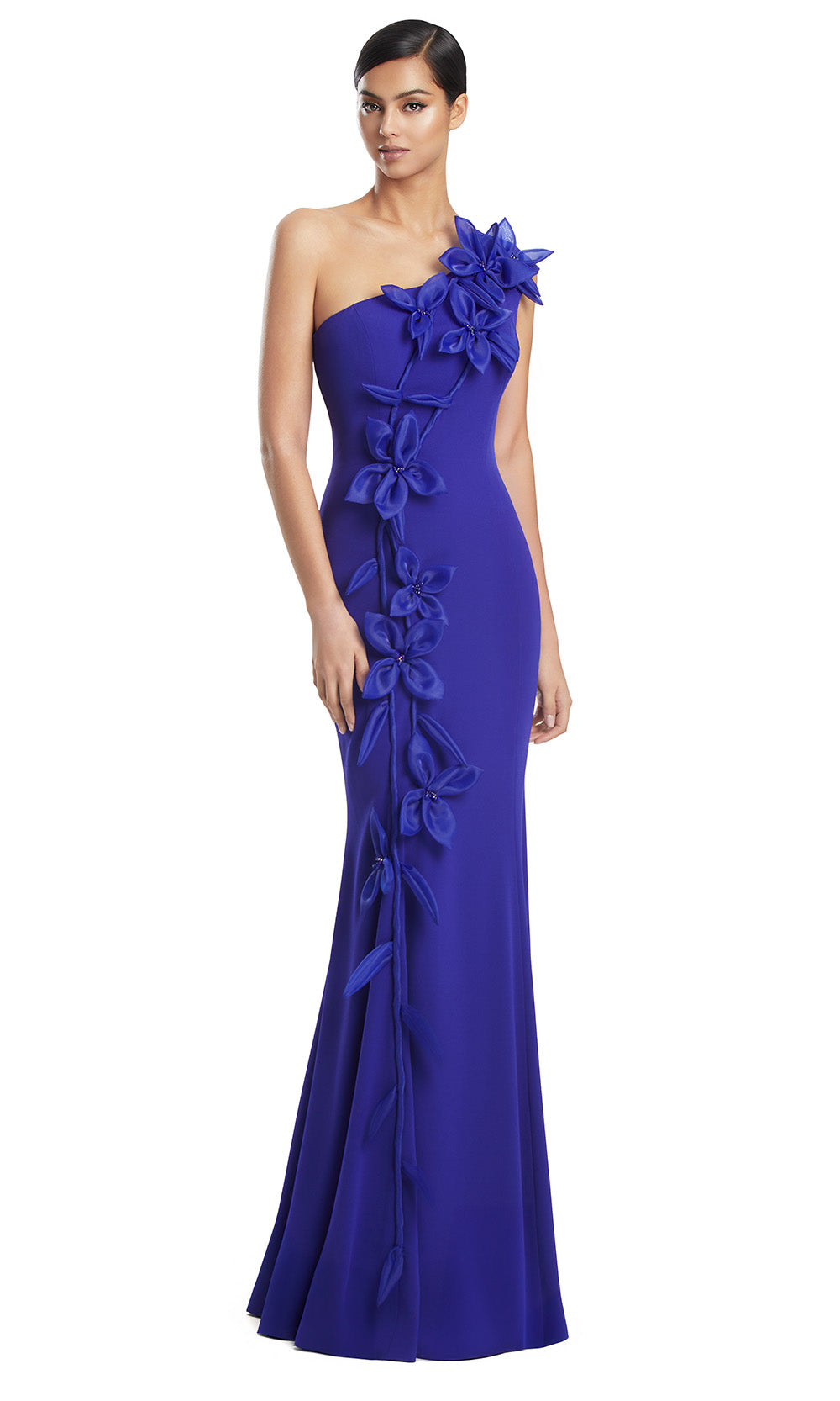 One Shoulder Long Crepe Evening Gown by Alexander by Daymor 3208S26 in Sapphire