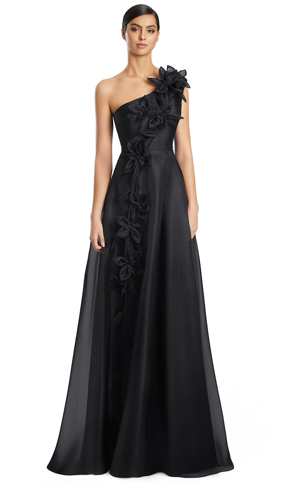 One Shoulder Long Satin Formal Gown by Alexander by Daymor 3209S26 in Black