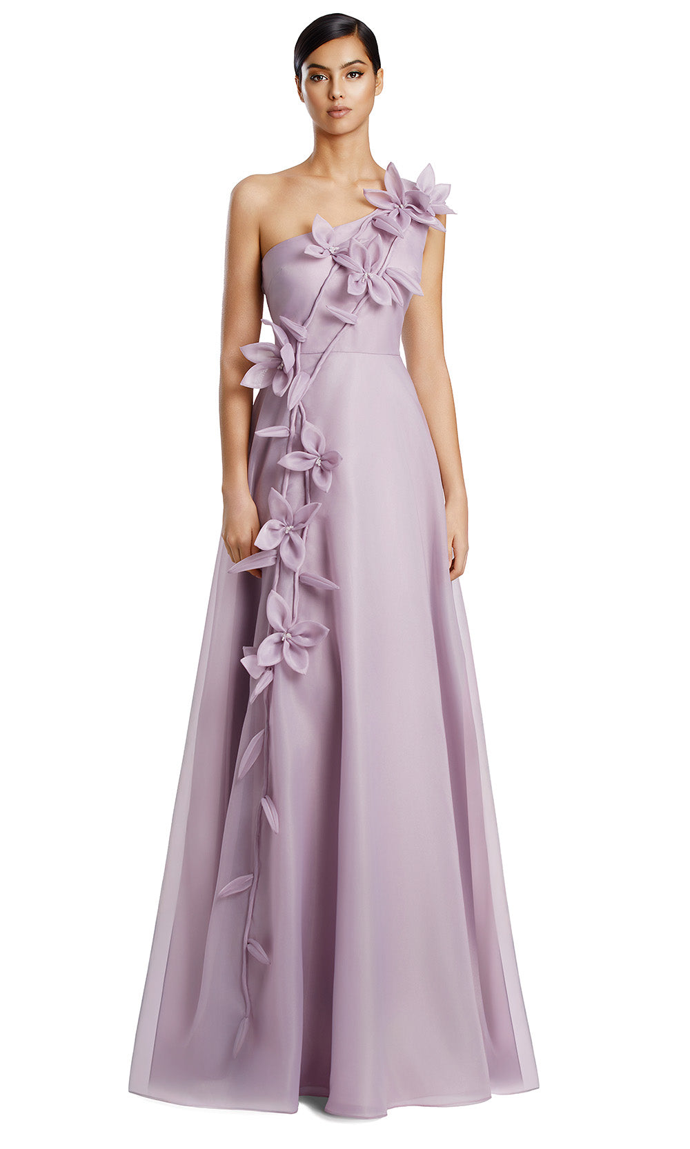 One Shoulder Long Satin Formal Gown by Alexander by Daymor 3209S26 in Lilac