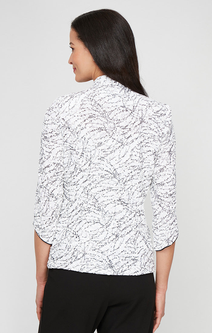 White Black High-Neck Sequin Hip Length Formal Jacket and Top Set with Keyhole Detail Petite Alex Evenings 2211285