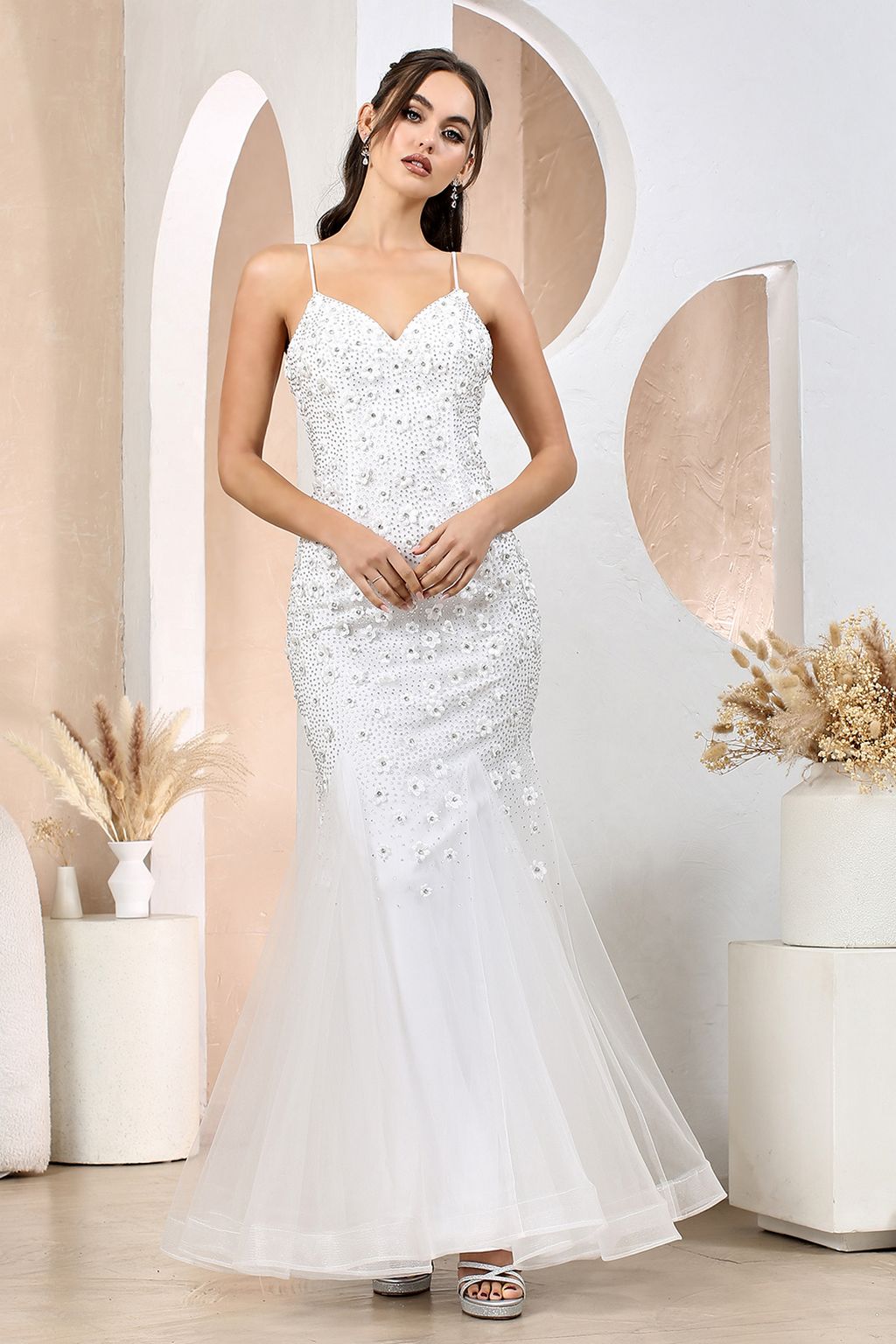 Adora 3212 Long Mermaid Beaded Floral Wedding Dress