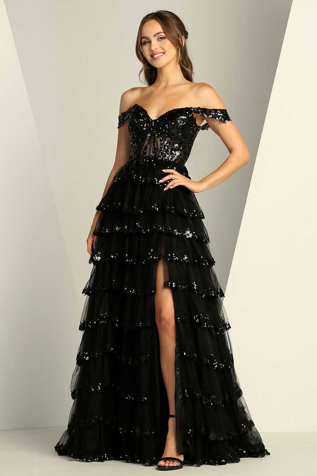 Adora Design 3213 Off Shoulder Sequin A Line Long Formal Prom Dress | Formal Dress Shops Emerald / XL Adora Design 3213 Off Shoulder Sequin A Line Long Formal Prom Dress | Formal Dress Shops Emerald / XL