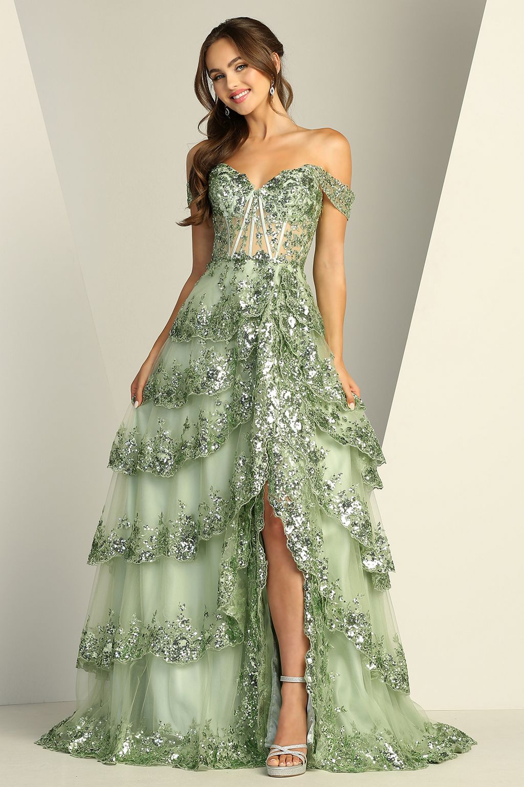 strapless open back dress Adora Design 3214 Long Formal A Line Slit Prom Dress