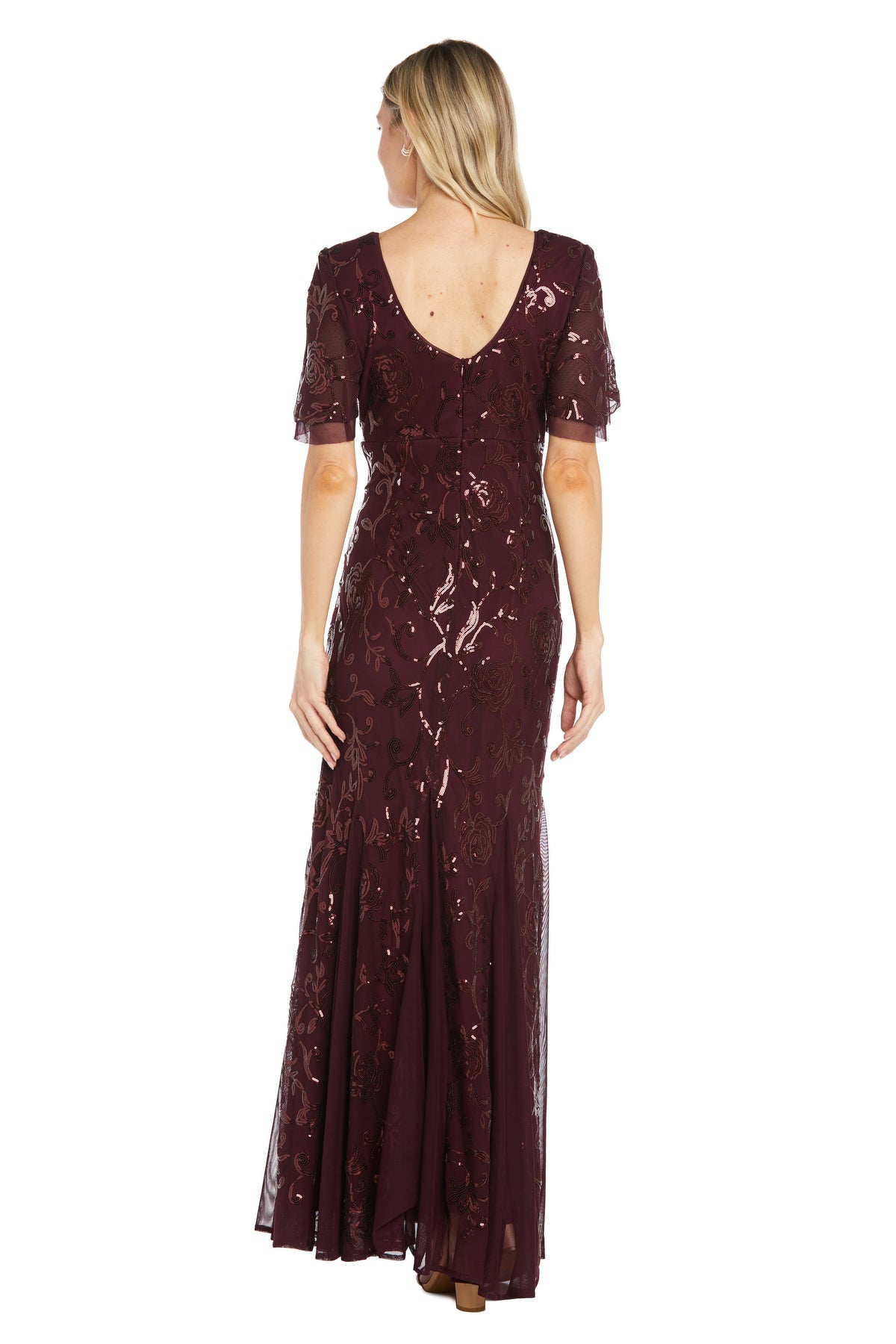 R&M Richards 3215 Long Evening Floral Sequin Formal Dress