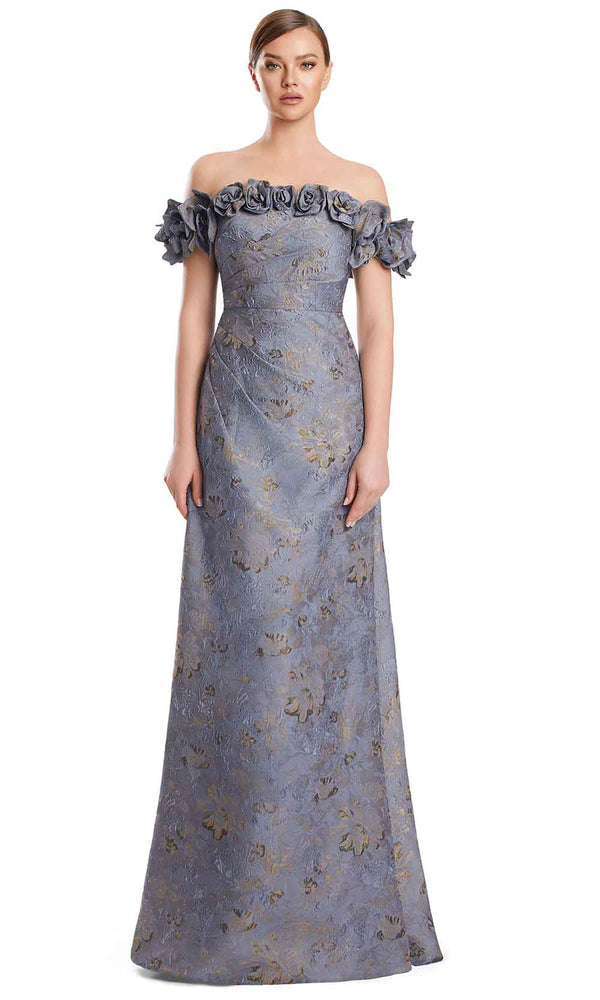 Off-Shoulder Floor-Length Jacquard Evening Gown by Alexander by Daymor 3216S26