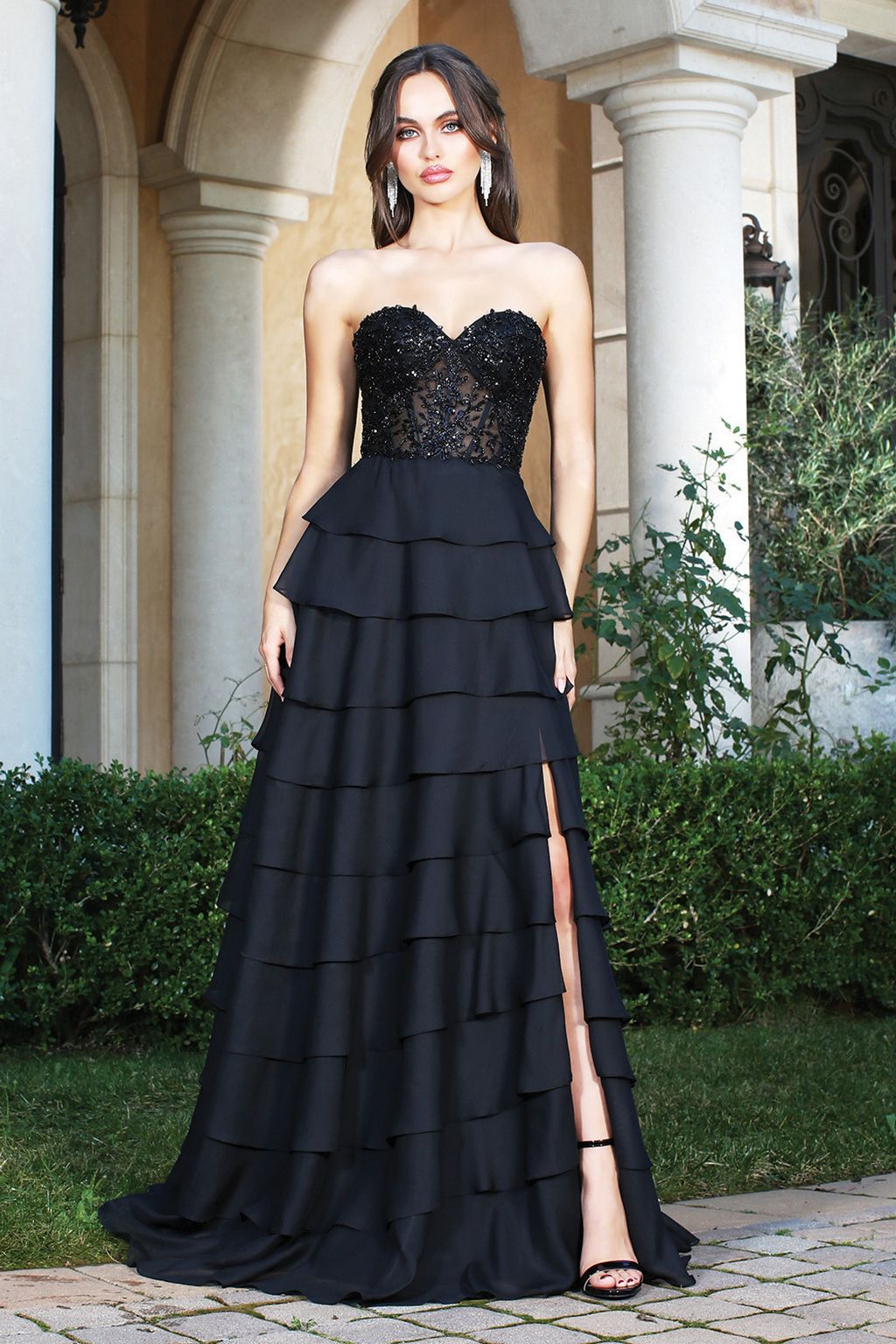 Adora 3216 A Line Prom Long Beaded Lace Formal Dress