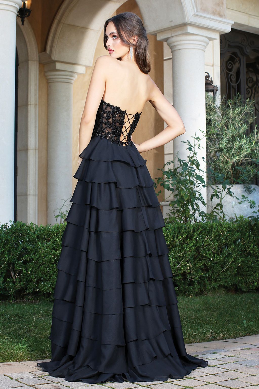 Prom Dresses A Line Prom Long Beaded Lace Formal Dress Black