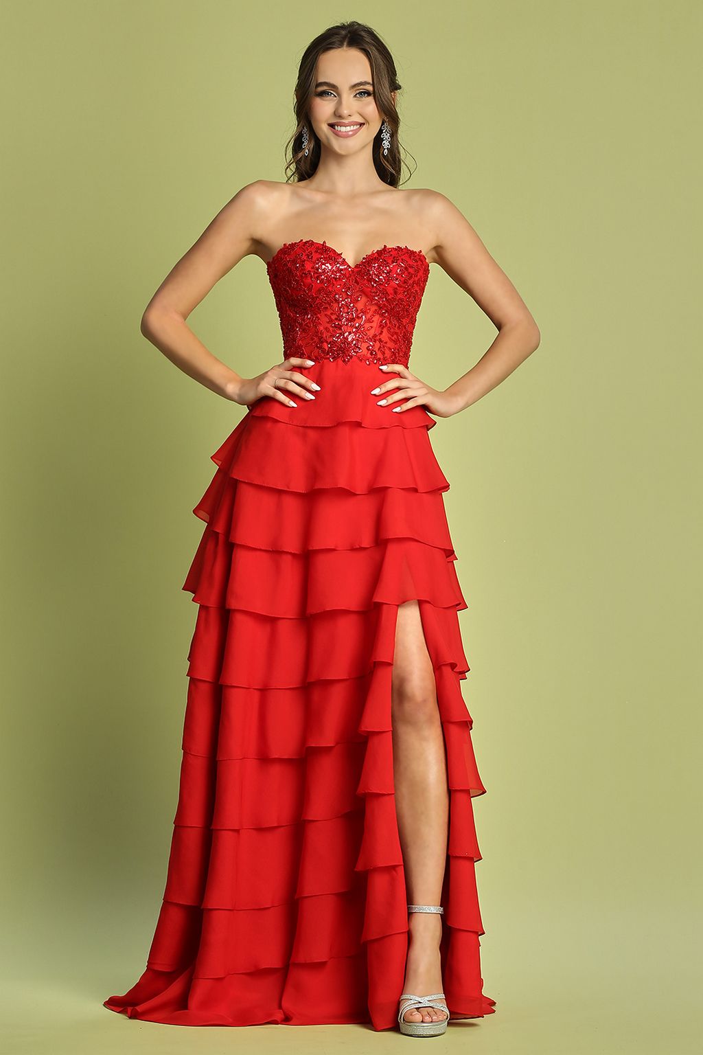 Adora 3216 A Line Prom Long Beaded Lace Formal Dress