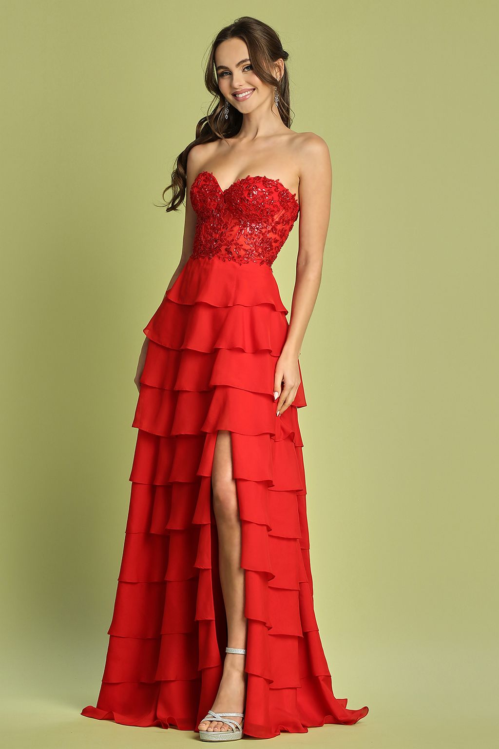 Adora 3216 A Line Prom Long Beaded Lace Formal Dress
