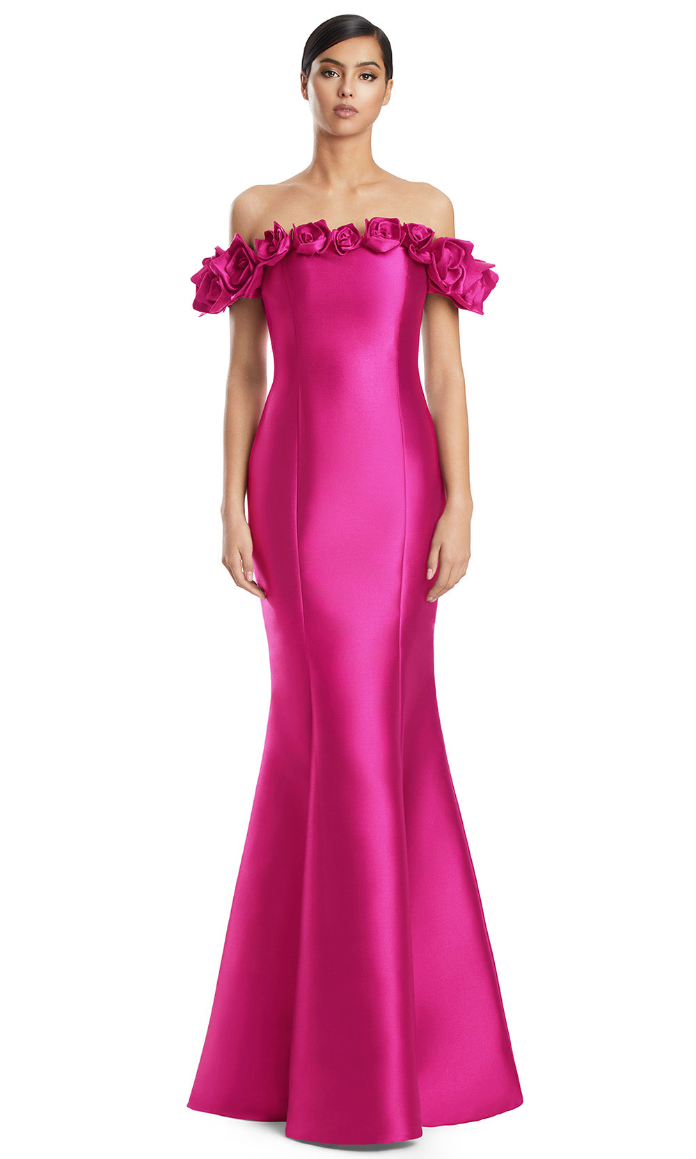 Off-Shoulder Long Floral Gown by Alexander by Daymor 3217S26 in Passion