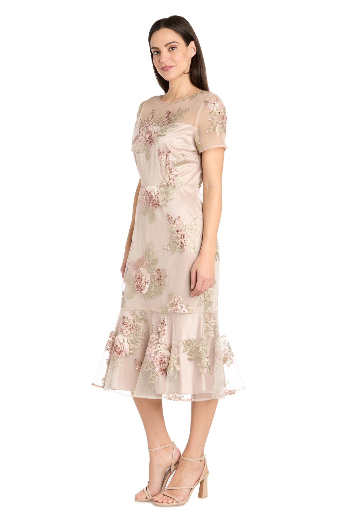 R&M Richards 3218 Short Floral Mother of the Bride Cocktail Midi Dress