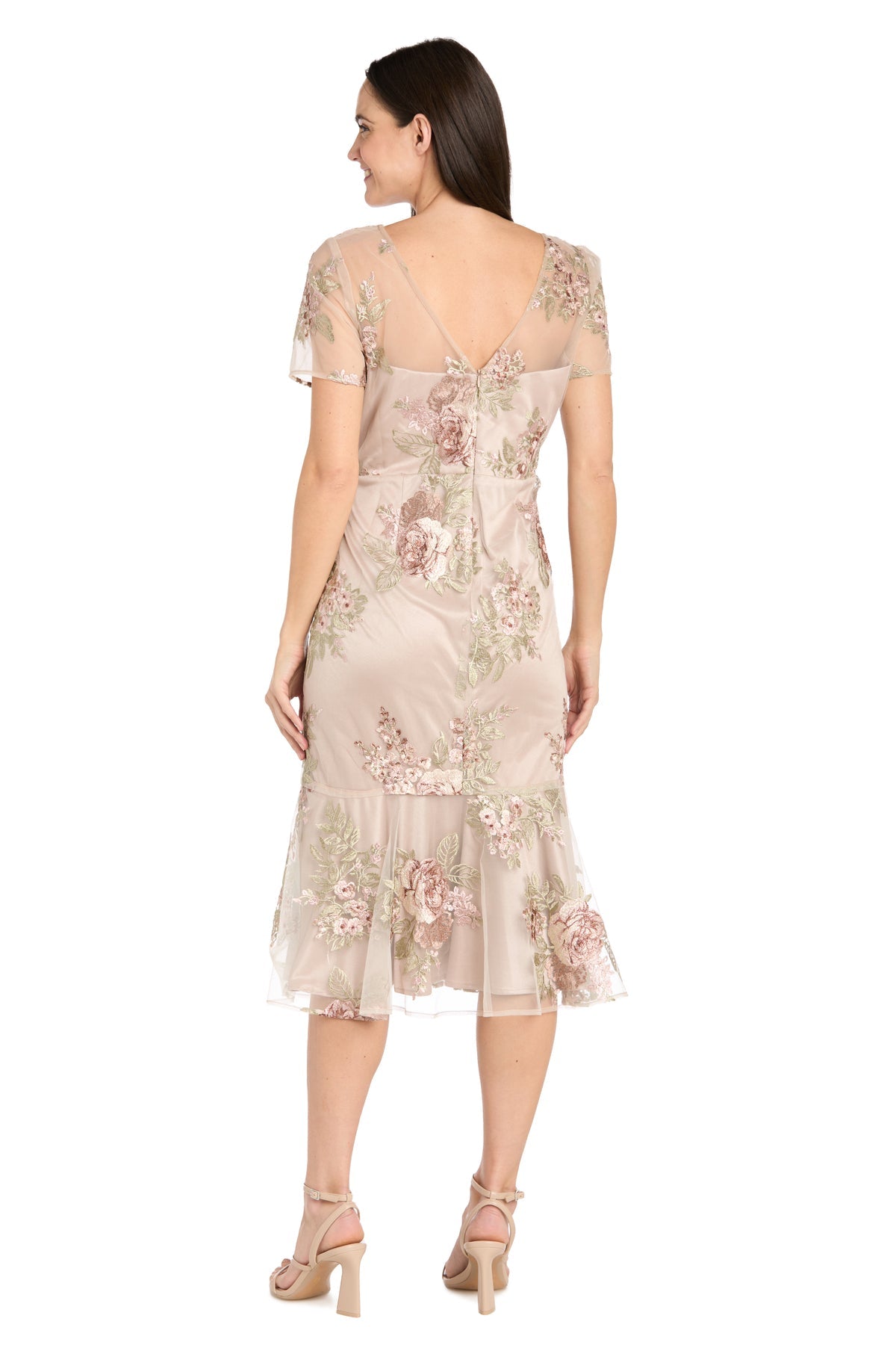 R&M Richards 3218 Short Floral Mother of the Bride Cocktail Midi Dress
