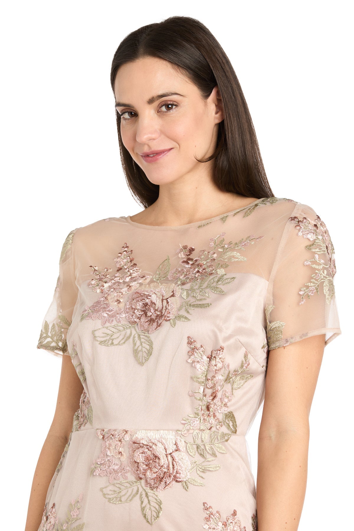 R&M Richards 3218 Short Floral Mother of the Bride Cocktail Midi Dress