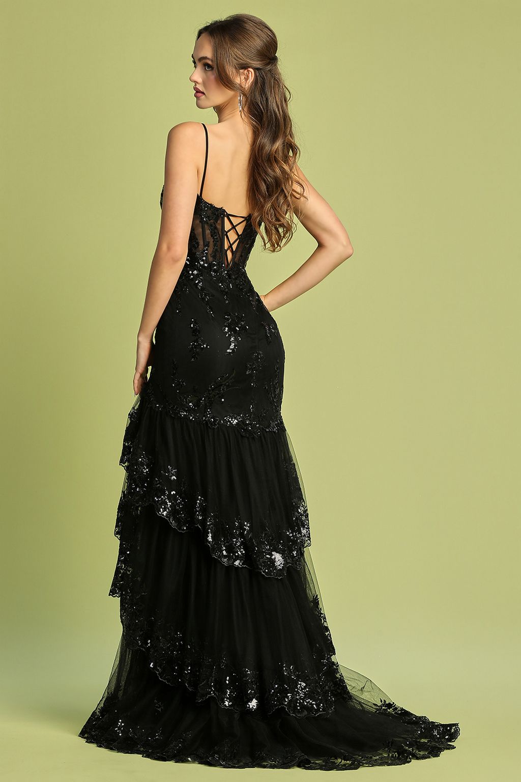 Adora 3219 Prom Applique Corset Long Fitted Formal Dress