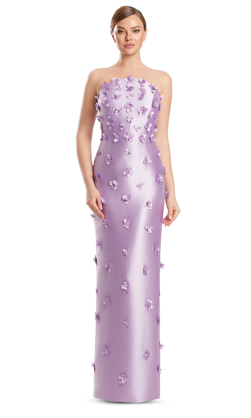 Off-Shoulder Long Satin Evening Gown by Alexander by Daymor 3220S26 in Lilac