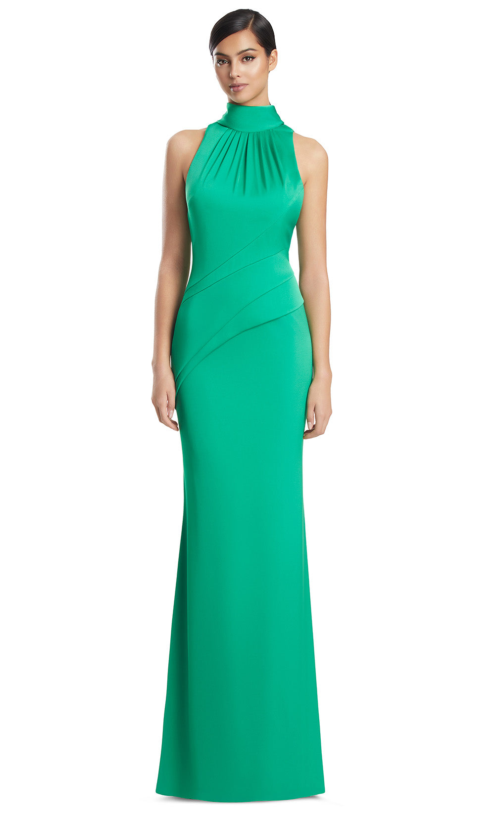 High Neck Long Crepe Evening Gown by Alexander by Daymor 3225S26 in Kelly Green
