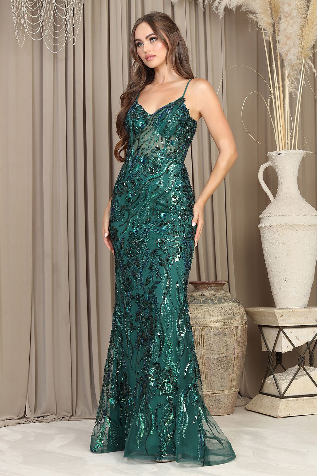 Navy Adora 3225 Fitted Long Formal Beaded Prom Dress