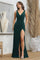 Prom Dresses Prom Long Fitted Slit Formal Dress Emerald