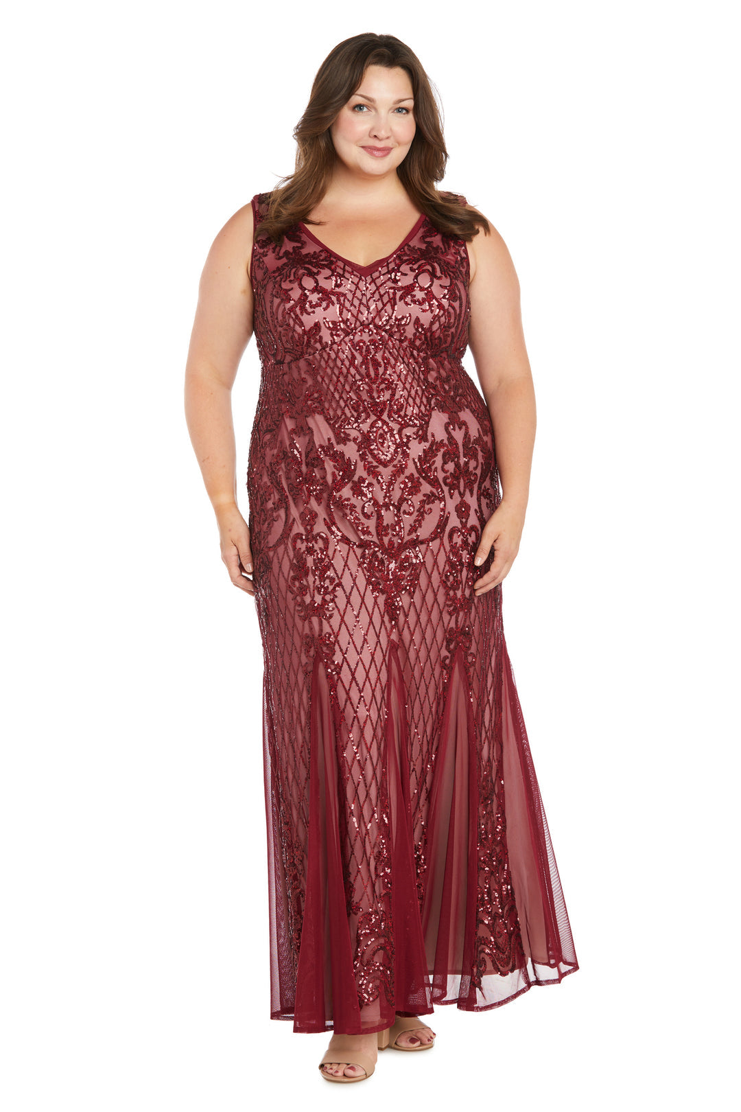 R&M Richards 3229W Long Plus Size Beaded Formal Dress