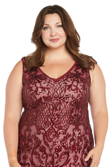 R&M Richards 3229W Long Plus Size Beaded Formal Dress