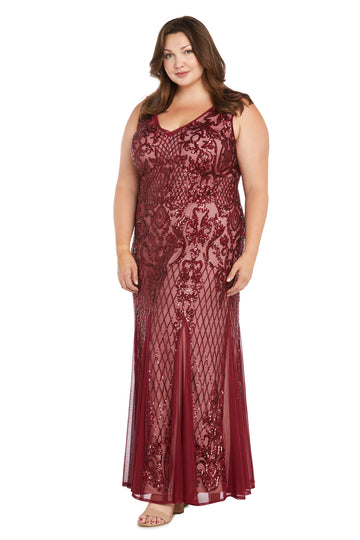R&M Richards 3229W Long Plus Size Beaded Formal Dress