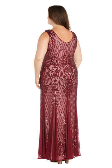 R&M Richards 3229W Long Plus Size Beaded Formal Dress