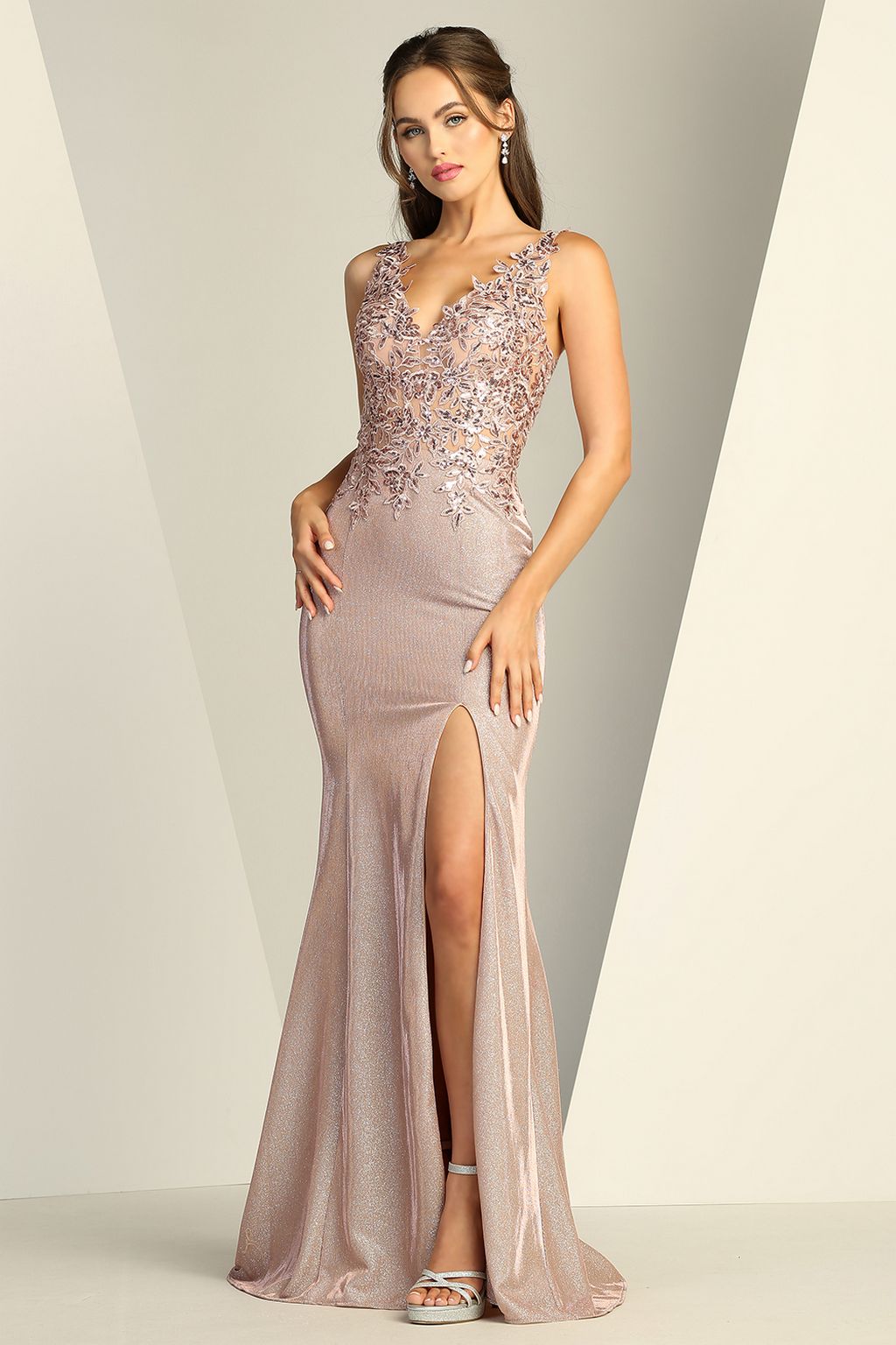 elegant dress for sale Satin Leg Slit Off The Shoulder Draped Bodice Open Back Long Prom & Br smcfashion.com