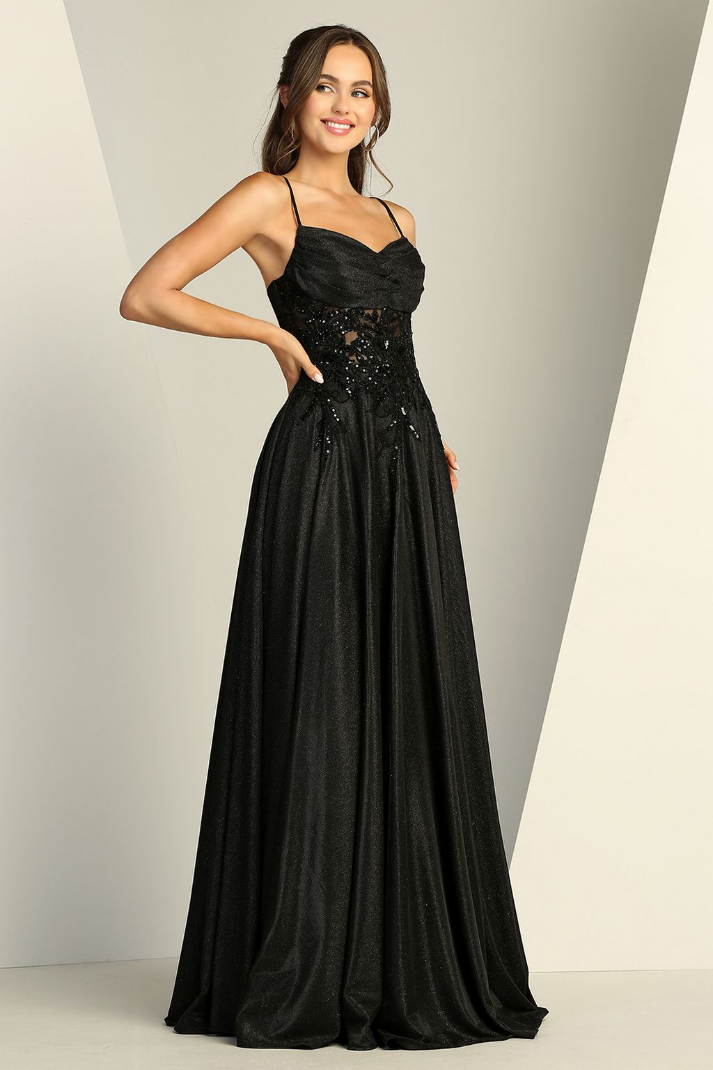 Adora 3232 A Line Gltter Long Sequin Prom Formal Dress