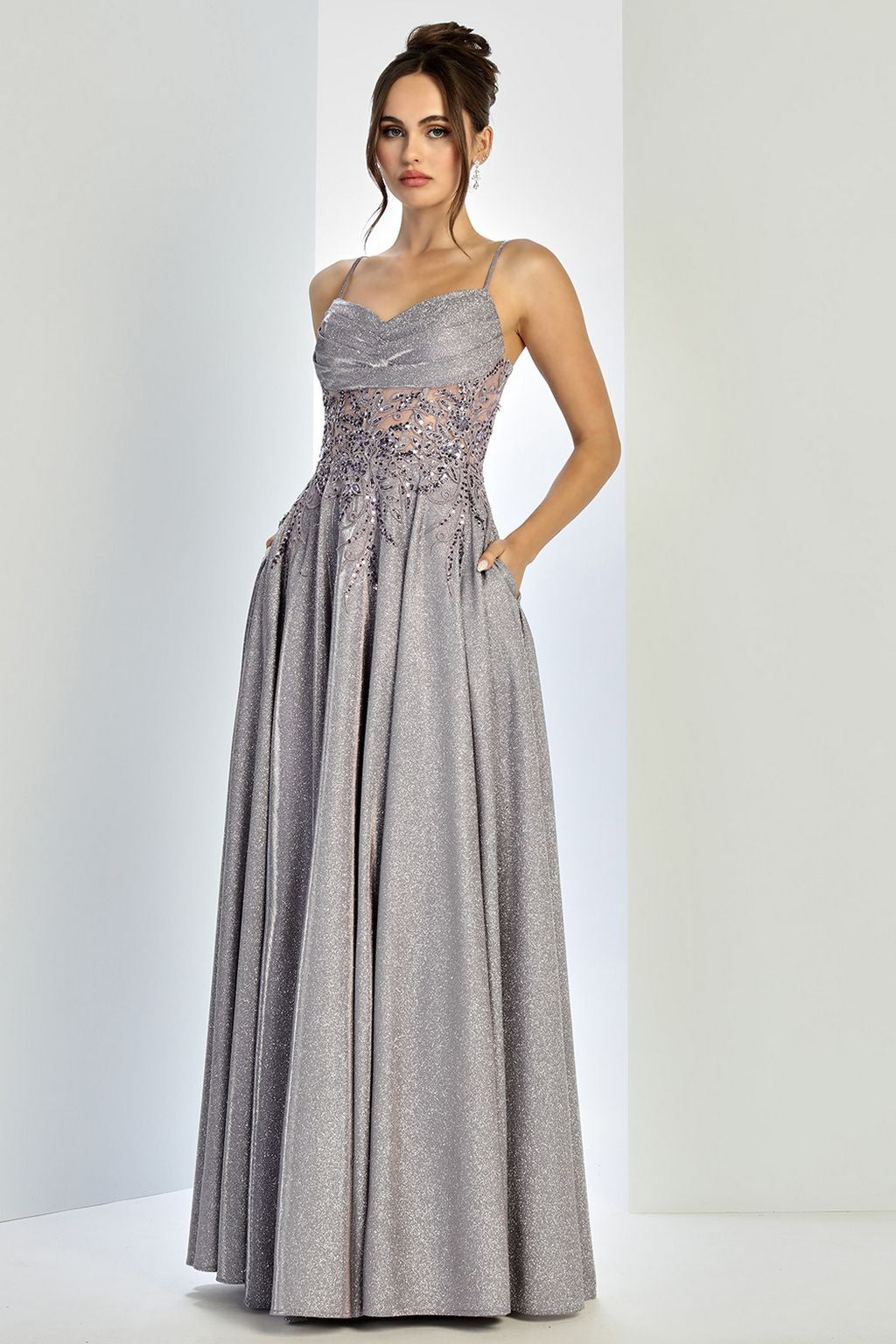 Adora 3232 A Line Gltter Long Sequin Prom Formal Dress