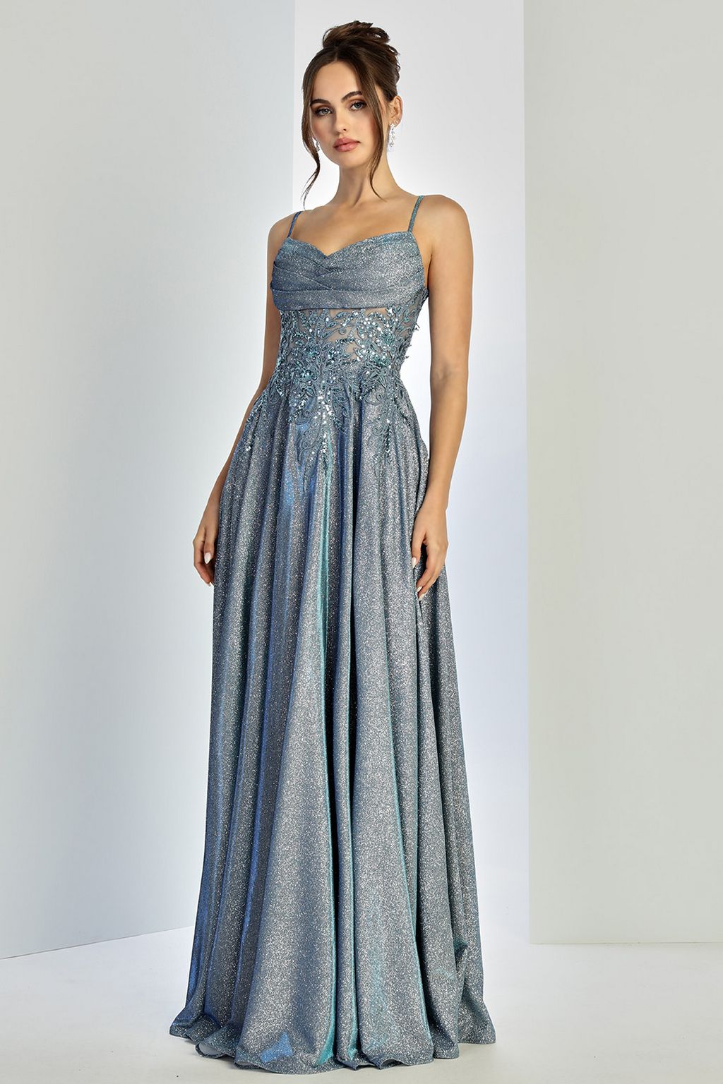Adora 3232 A Line Gltter Long Sequin Prom Formal Dress
